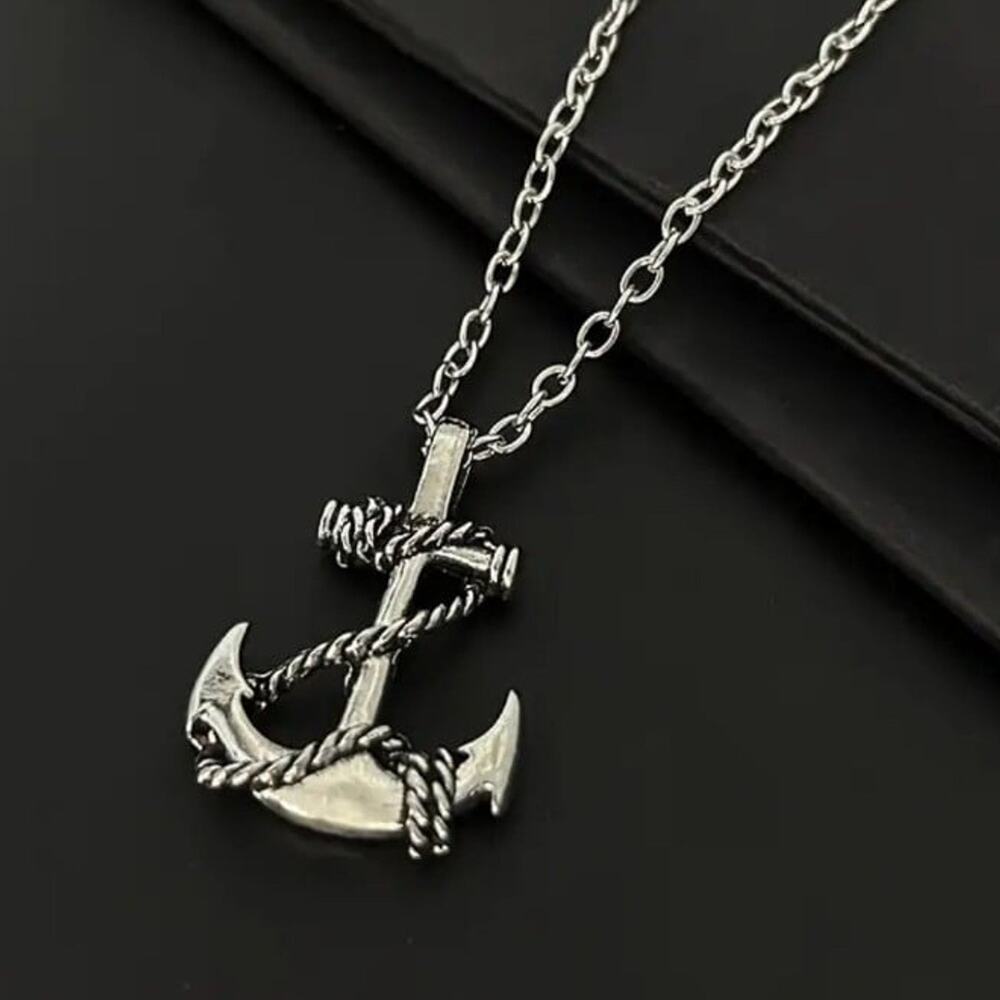Anchor Necklace Sterling Silver Plated Sailor Navy Surfer Pirate Christmas Gift! - Picture 2 of 8